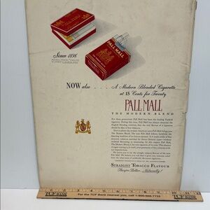 Vintage Pall Mall 1937 Cigarette Advertisement